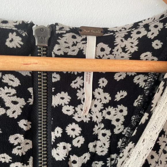 Free People Like You Best Mini Dress  In Black Floral Combo Size Small - Picture 12 of 14